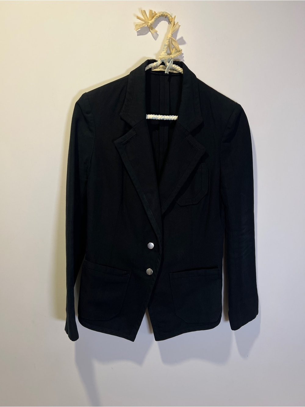 Balenciaga Black Tailored Hourglass Two-Button Blazer size 6/8